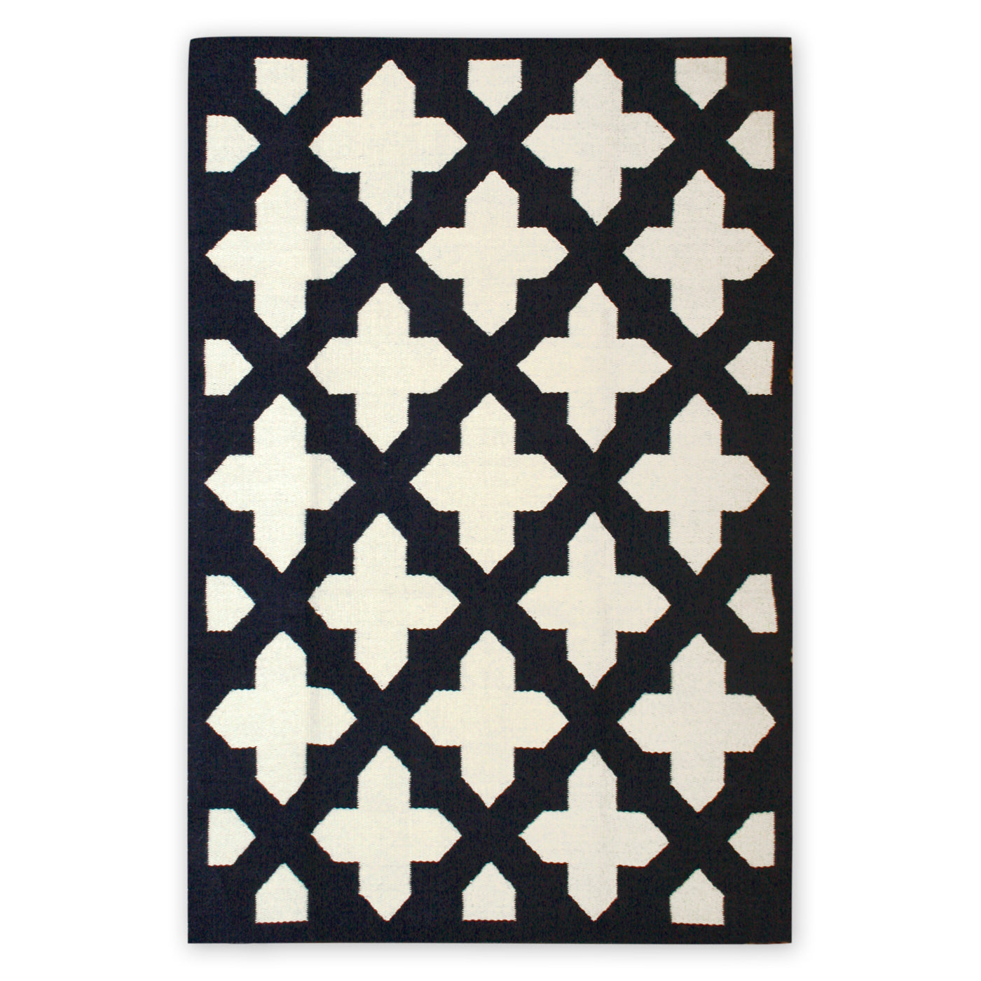 talitha reversible peruvian flat weave rug navy 4x6 - front view