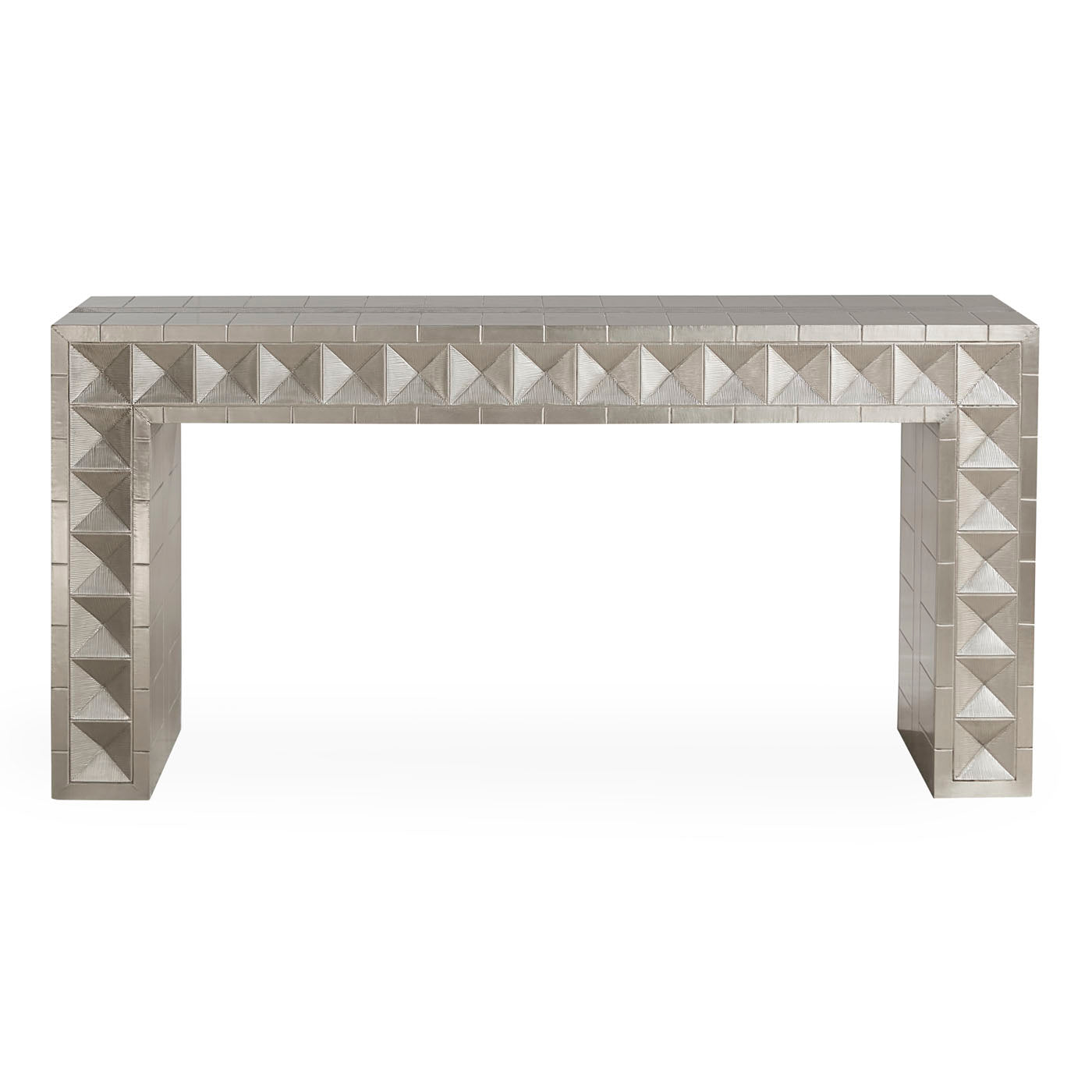 talitha waterfall console nickel hand-stamped pattern - front view