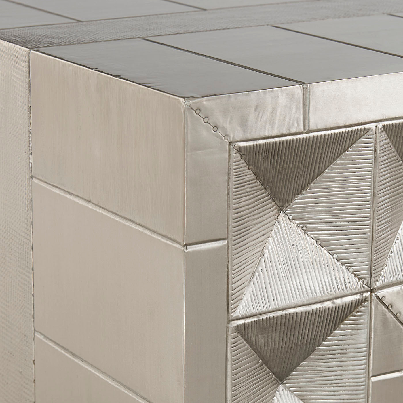 talitha waterfall console nickel hand-stamped pattern - detail view