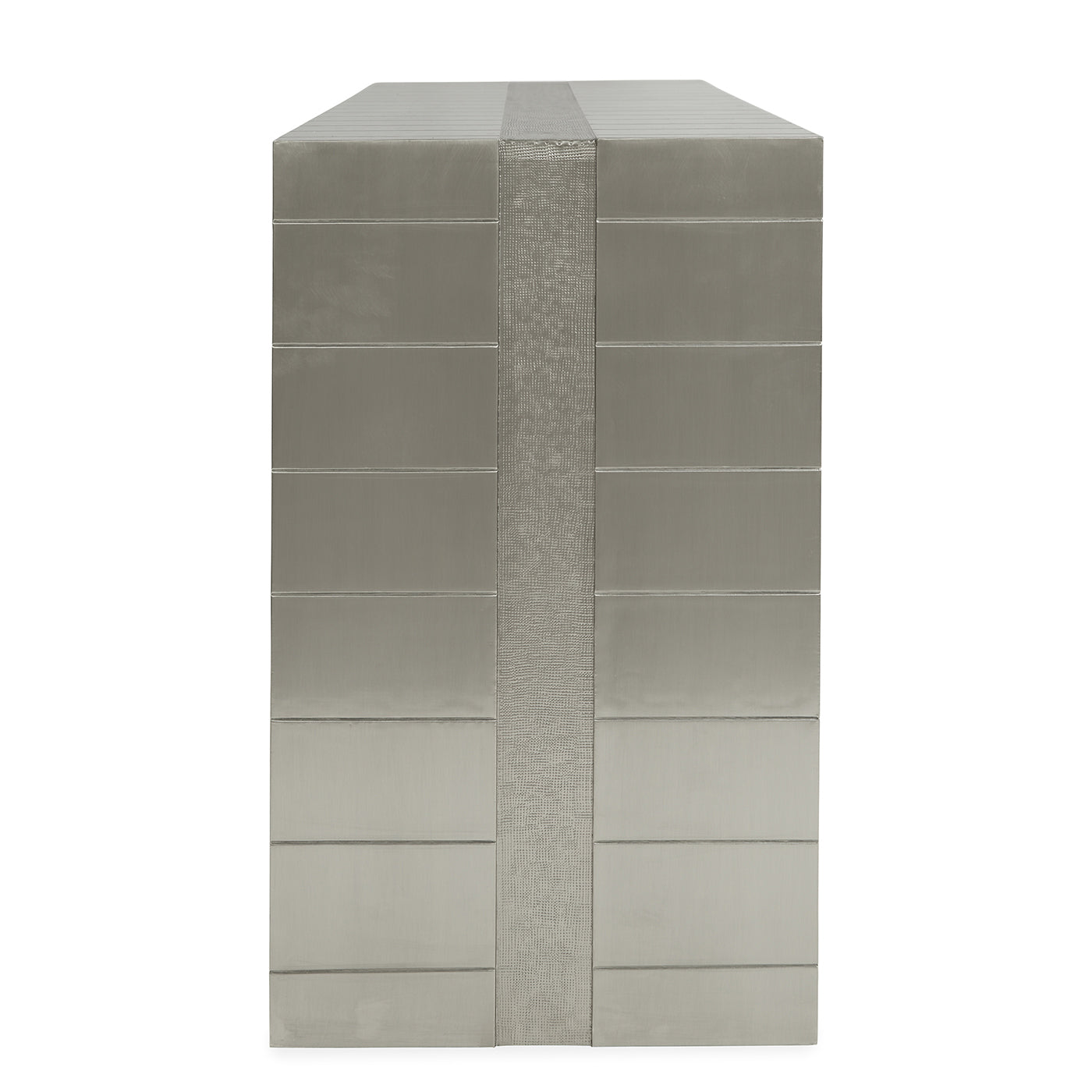 talitha waterfall console nickel hand-stamped pattern - side view