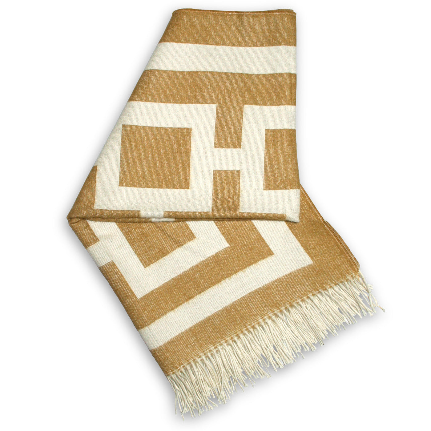 nixon baby alpaca throw camel white folded - front view