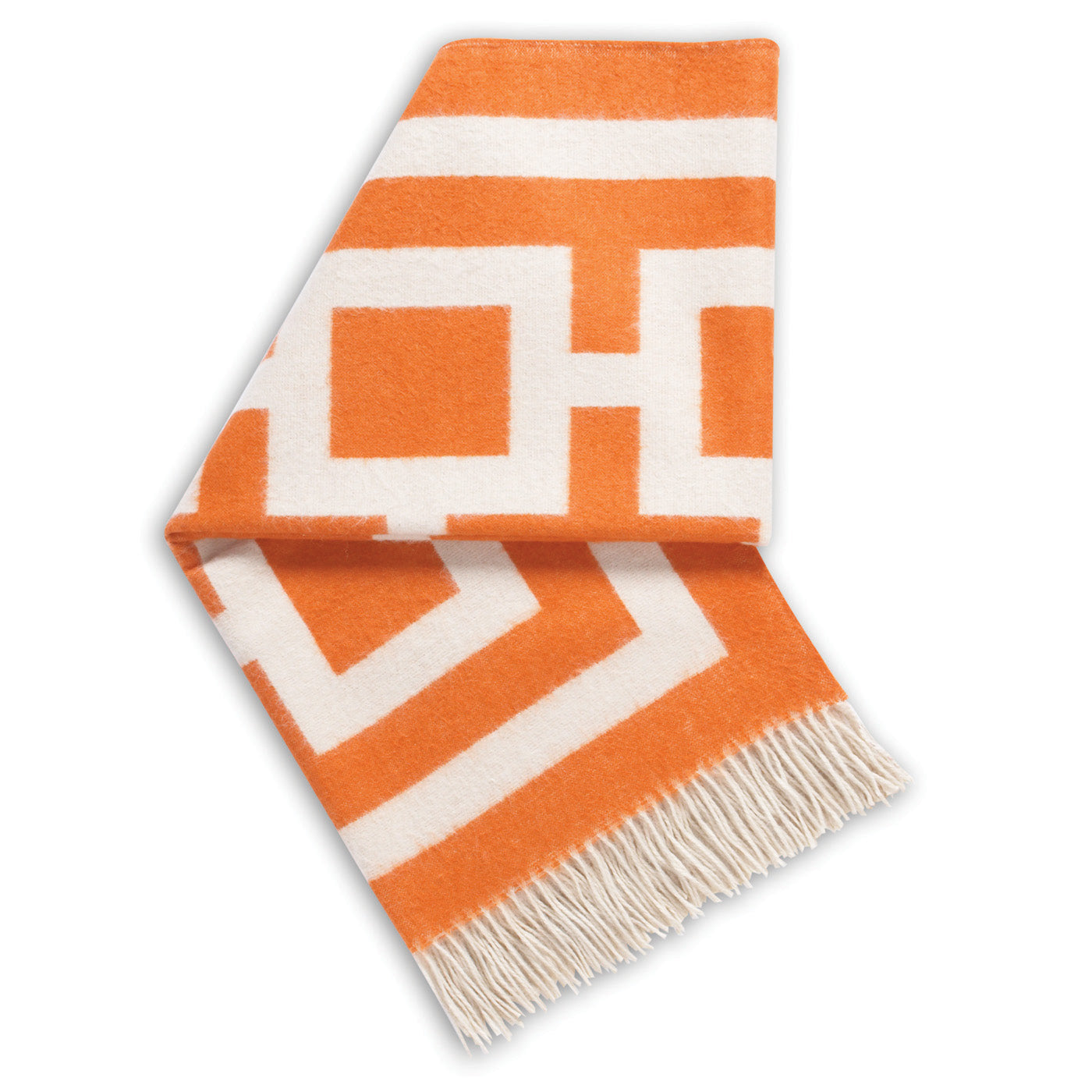 nixon baby alpaca throw orange white folded - front view