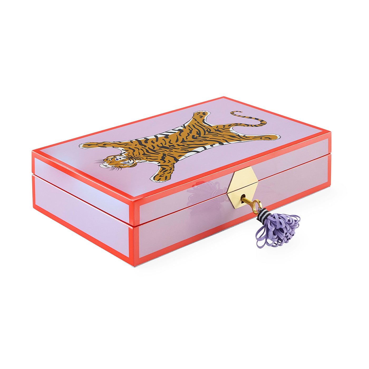 Tiger Lacquer Jewelry Box - angle view