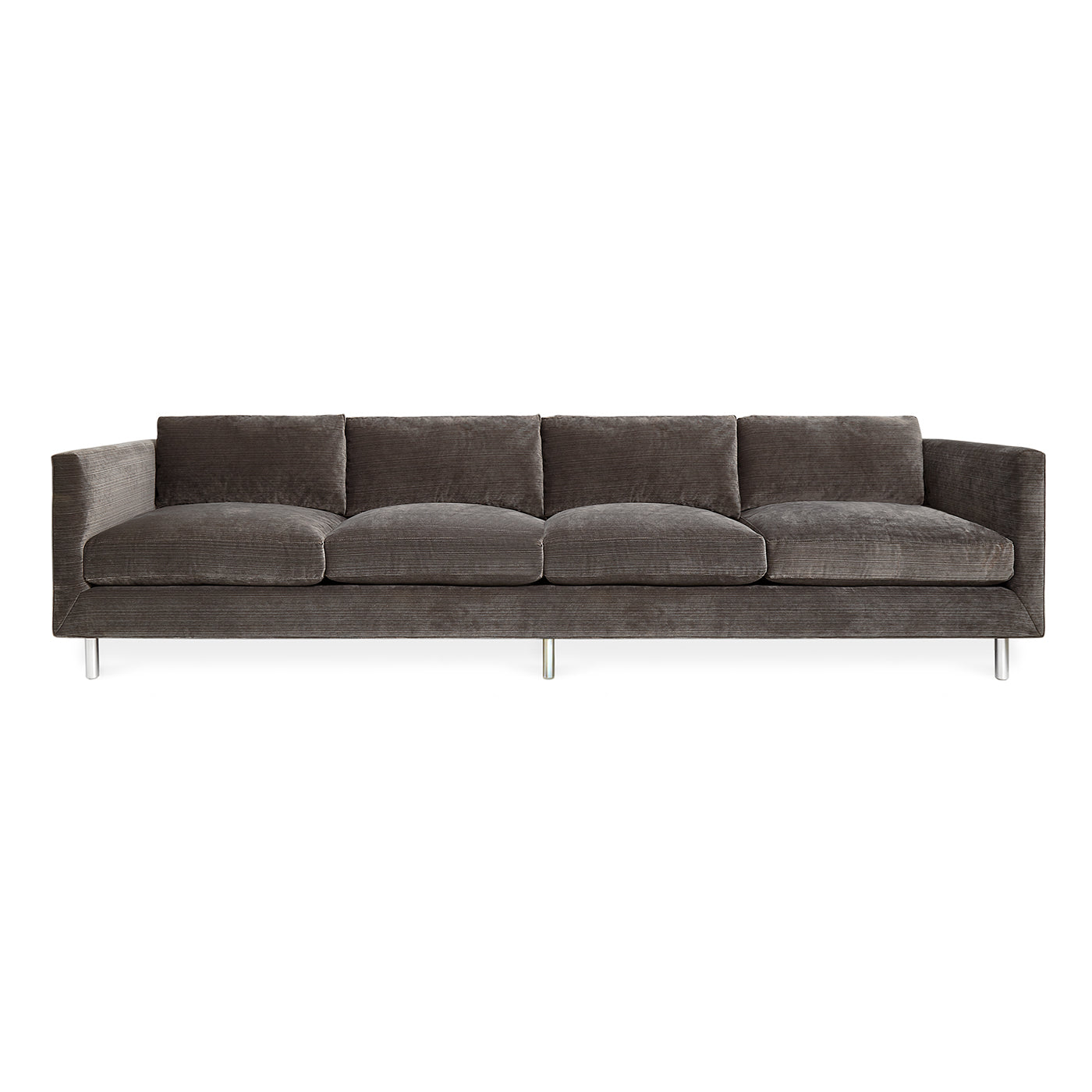 topanga four-seater sofa venice camel velvet metal base - front view