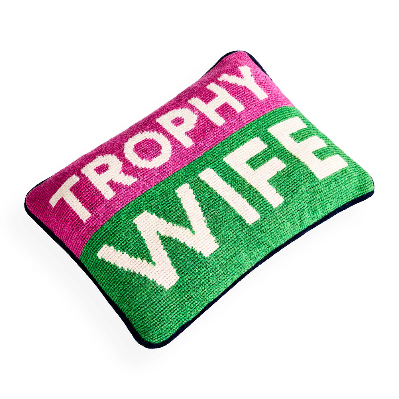 Trophy Wife Needlepoint Pillow - details view