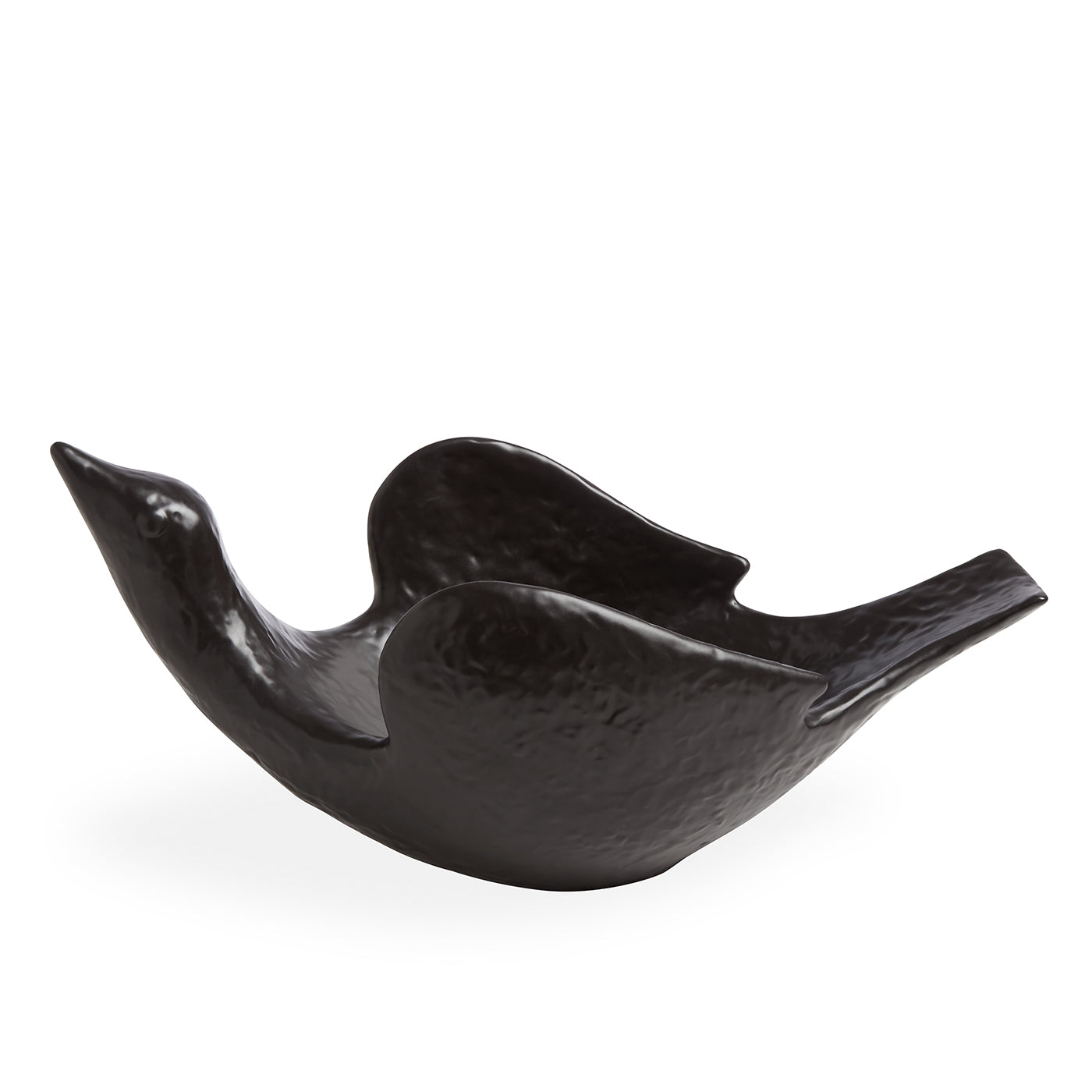 vallauris flying bird bowl stoneware black - front view