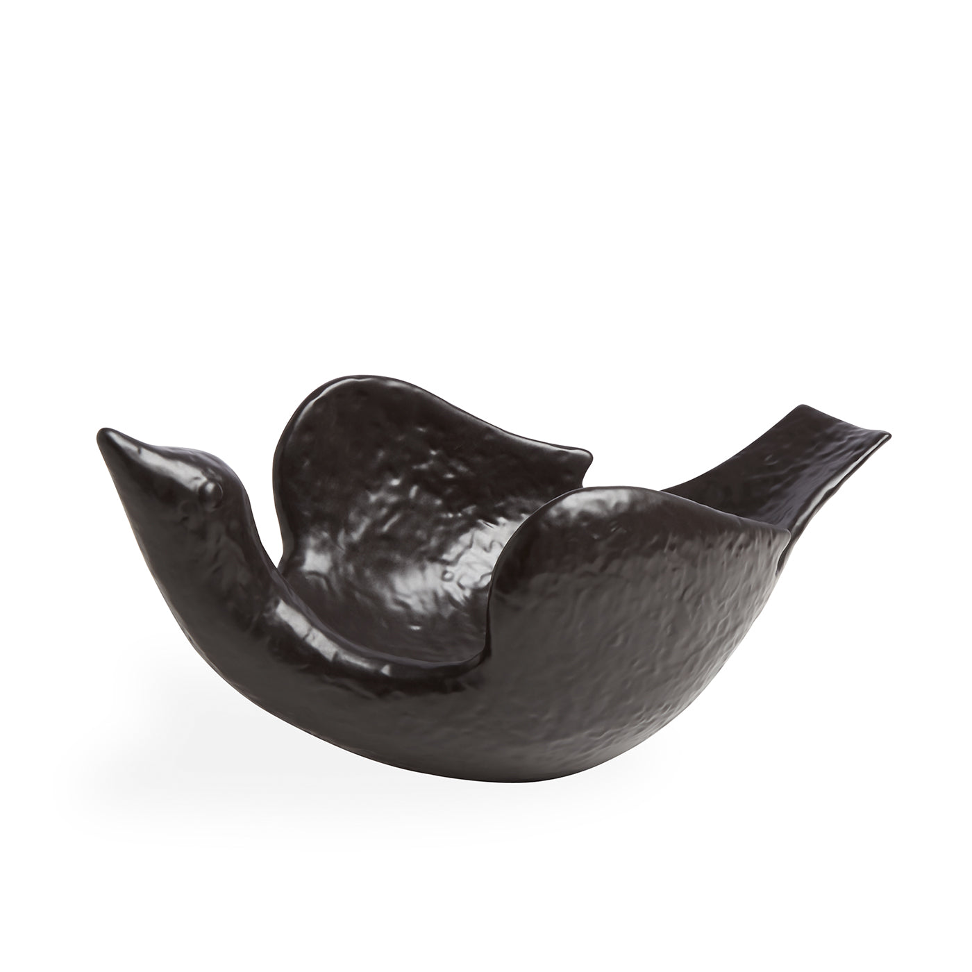 vallauris flying bird bowl stoneware black - angle view 2