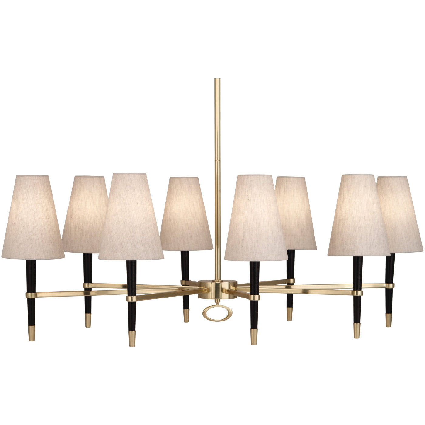 ventana oval chandelier ebony wood brass - styled view