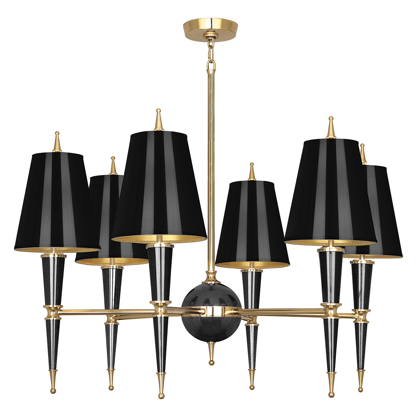 versailles chandelier with painted shade lacquer black brass - front view