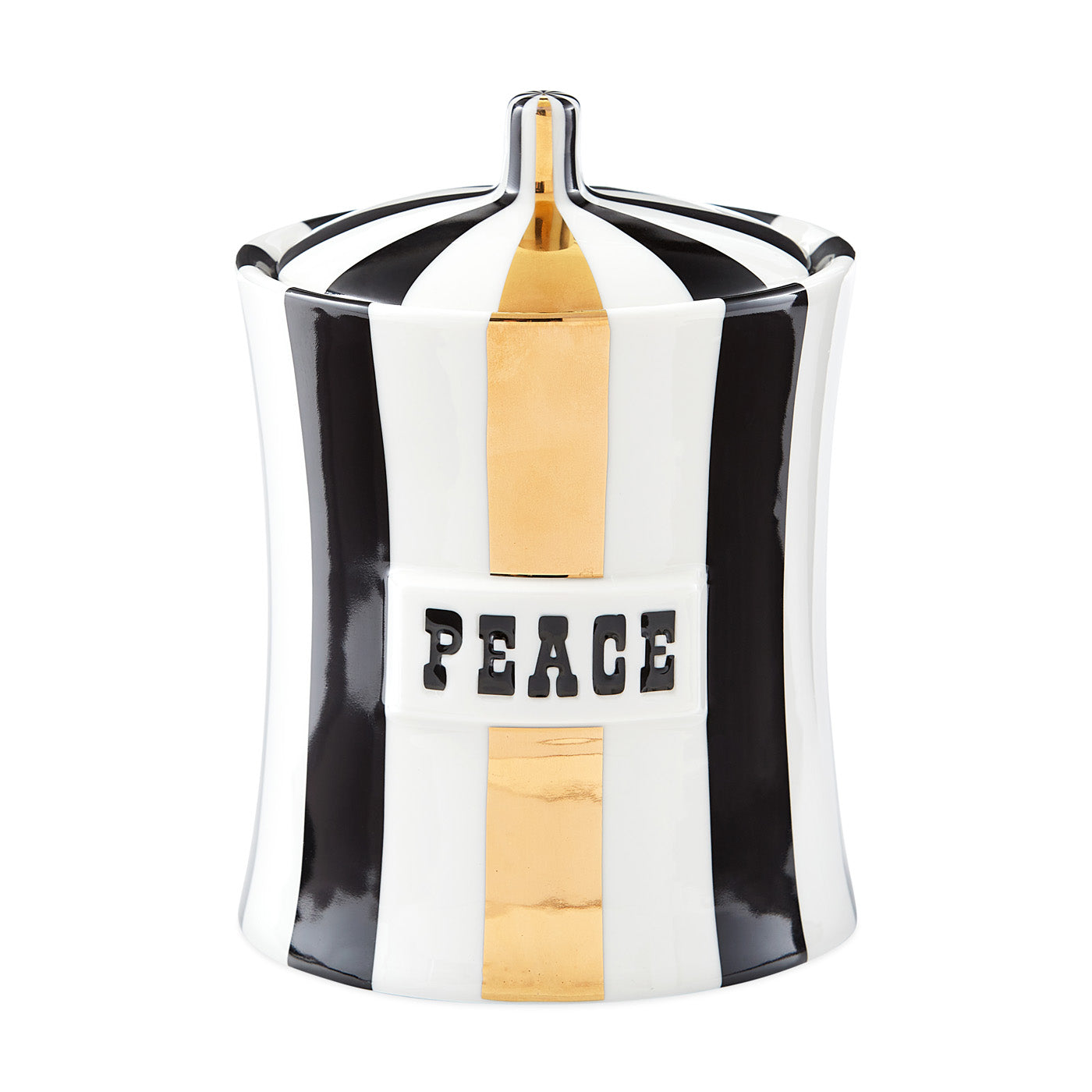 vice gilded peace canister porcelain black and gold - front view