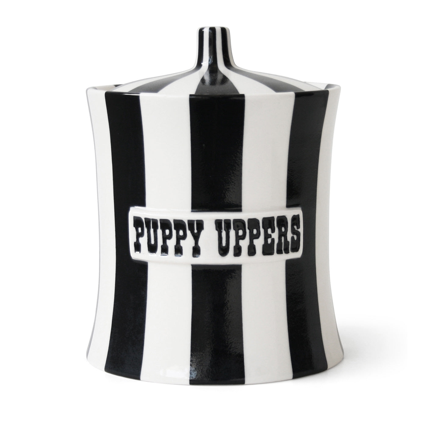 vice puppy uppers canister porcelain black white - front view