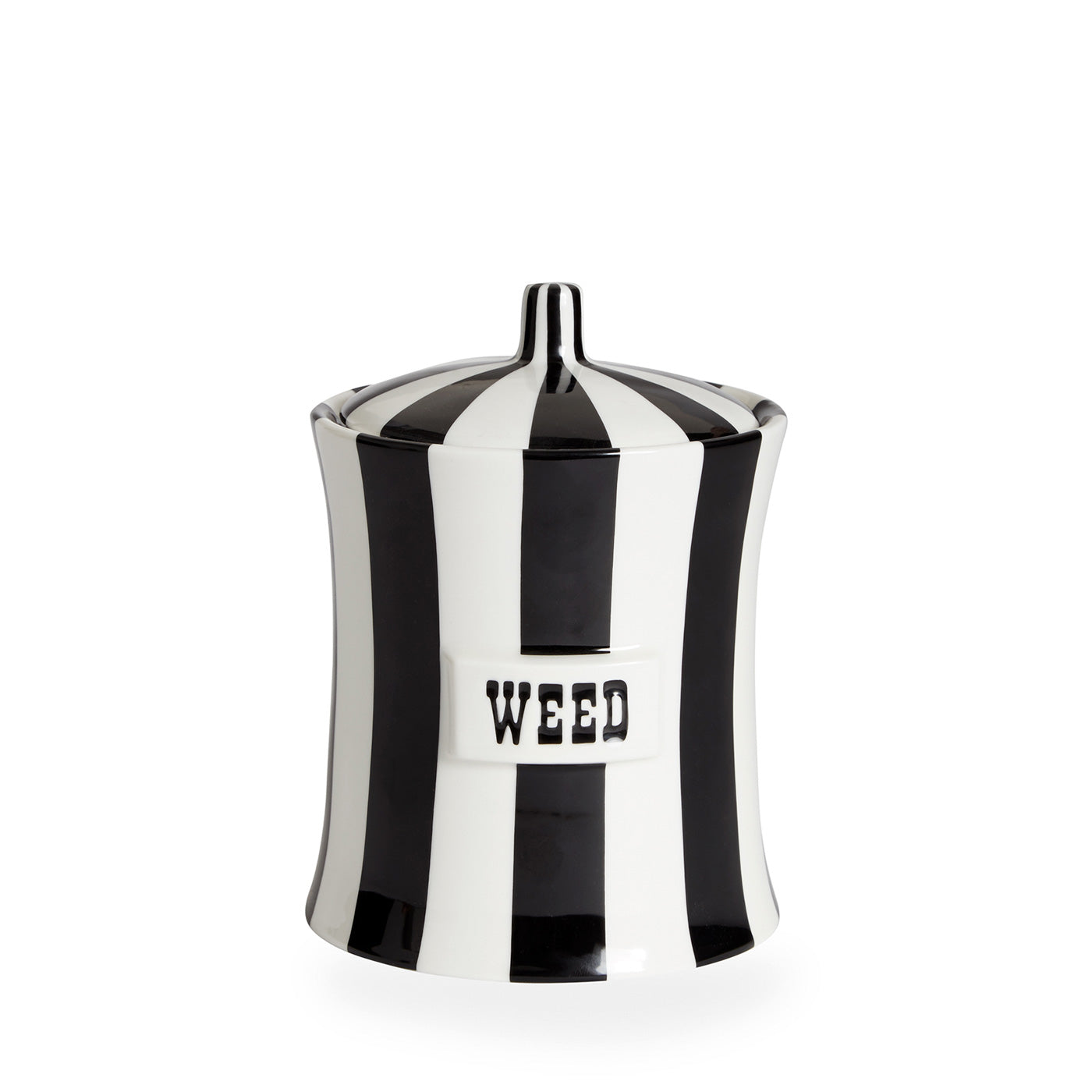 vice weed canister porcelain black white - front view