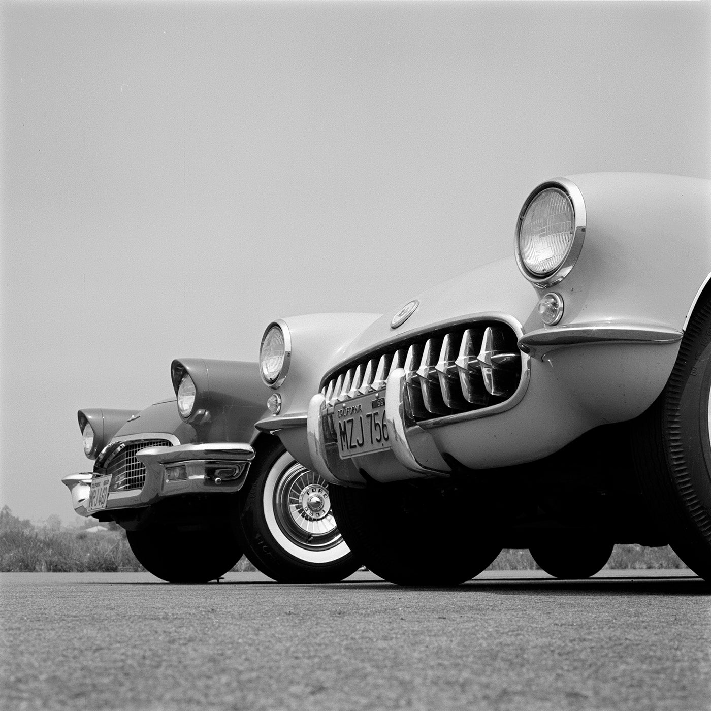 "1957 ford thundermird - chevrolet corvette" from getty images - front view
