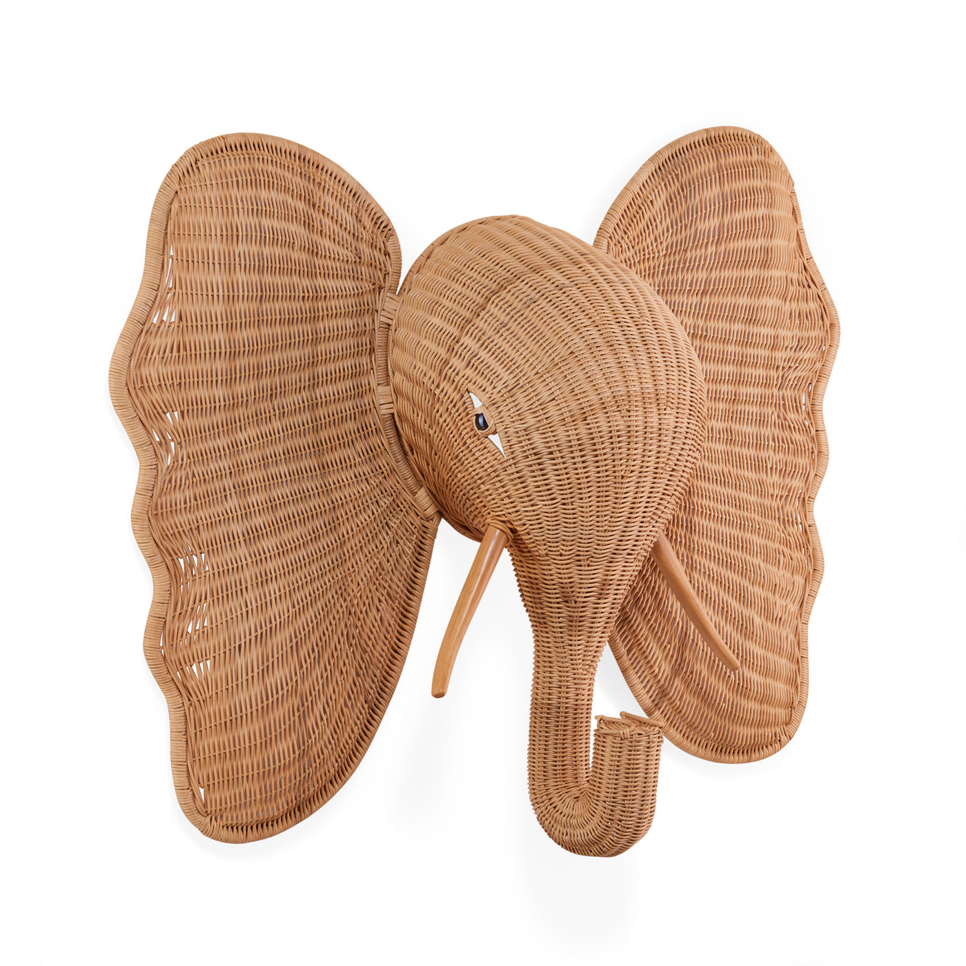 wicker elephant wall art - angle view