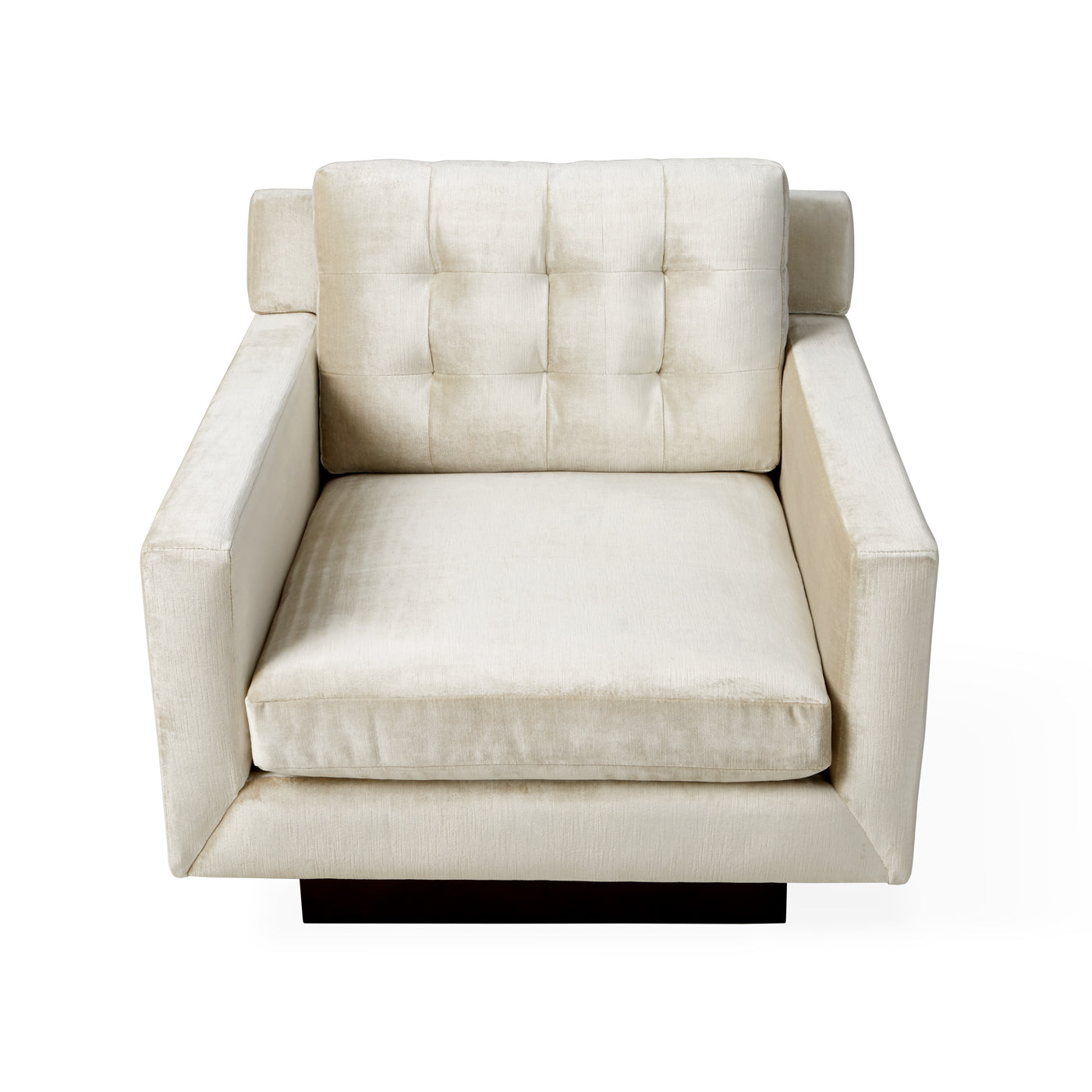 wright lounge chair brussels pearl velvet base coffee bean beech wood - front view