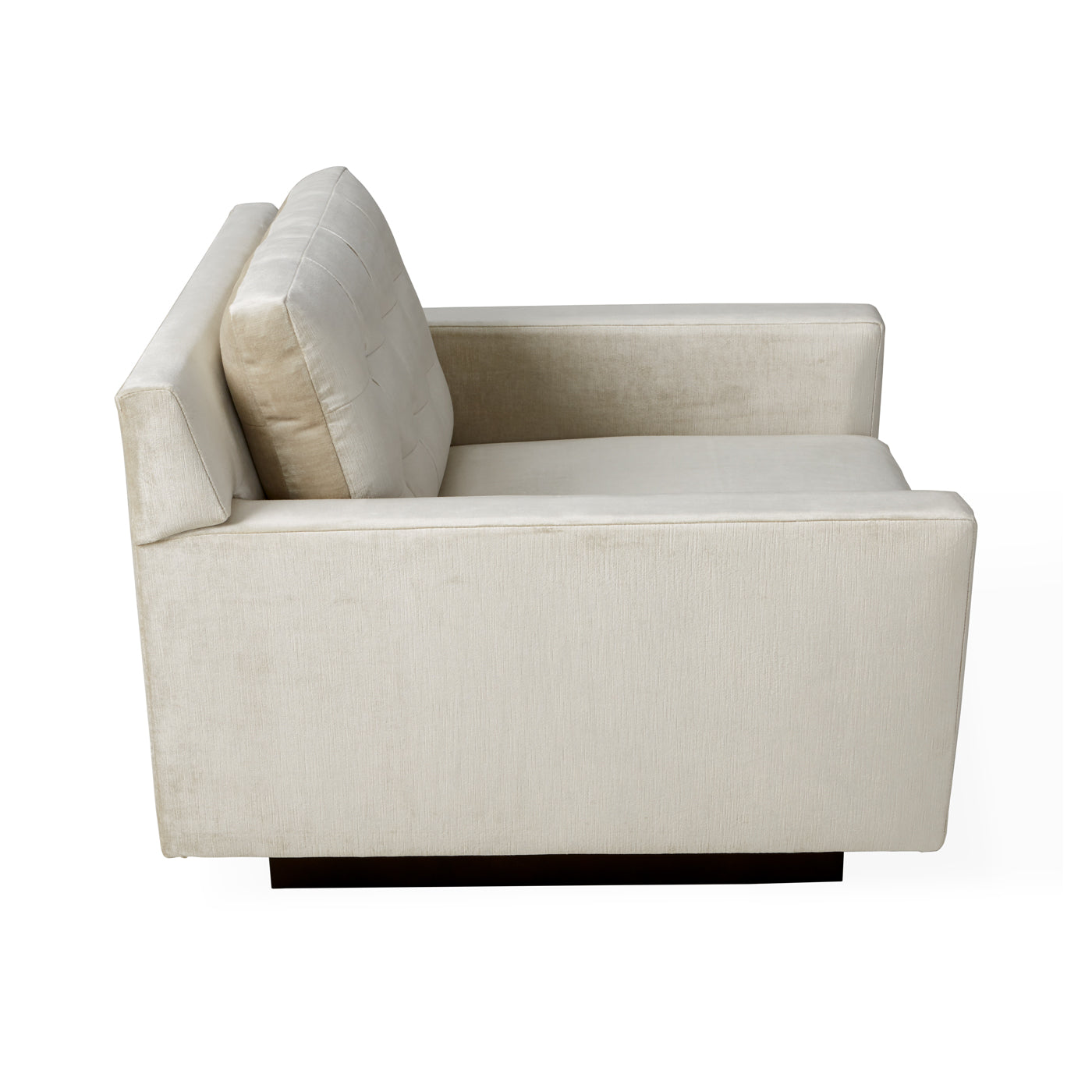 wright lounge chair brussels pearl velvet base coffee bean beech wood - side view