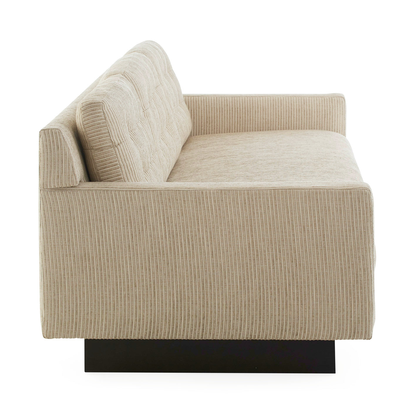 wright sofa arthur flax linen coffee bean beech wood base - angle back view