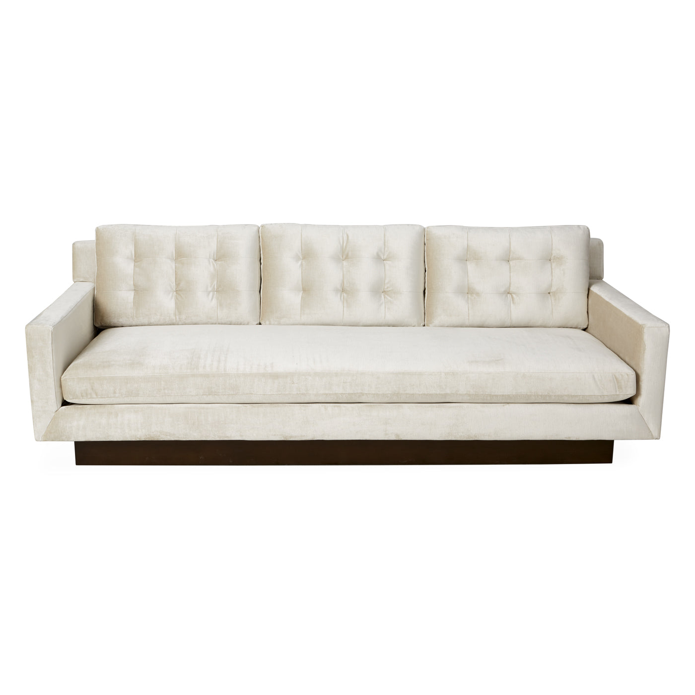 wright sofa brussels pearl velvet base base coffee bean beech wood - front view