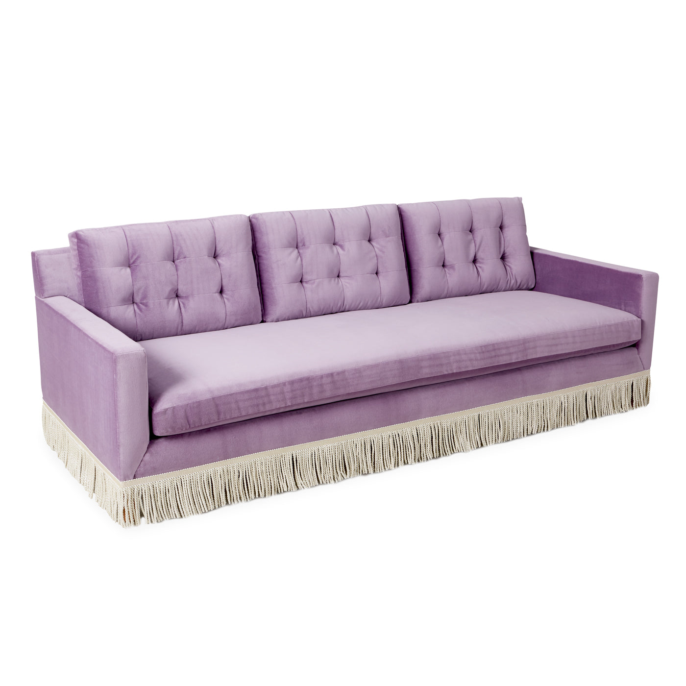 wright sofa venice amethyst velevet base natural beech wood - side view