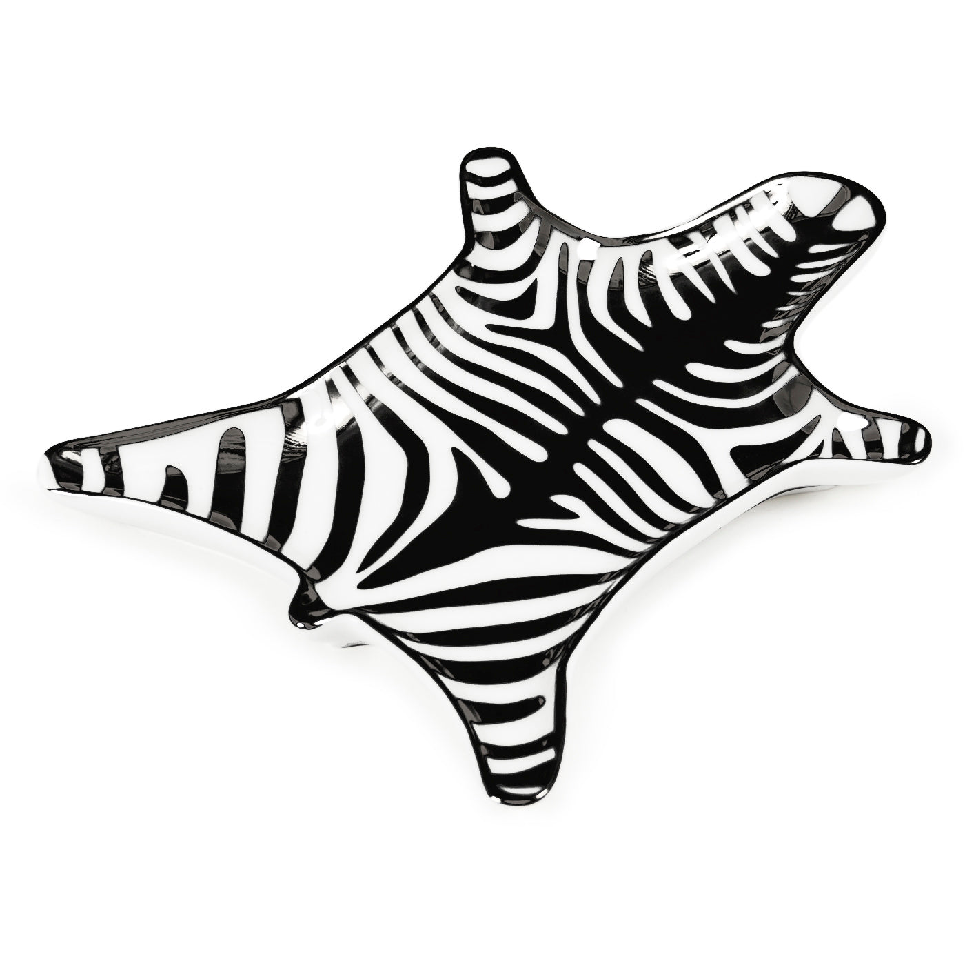 zebra stacking dish porcelain white silver - angle view