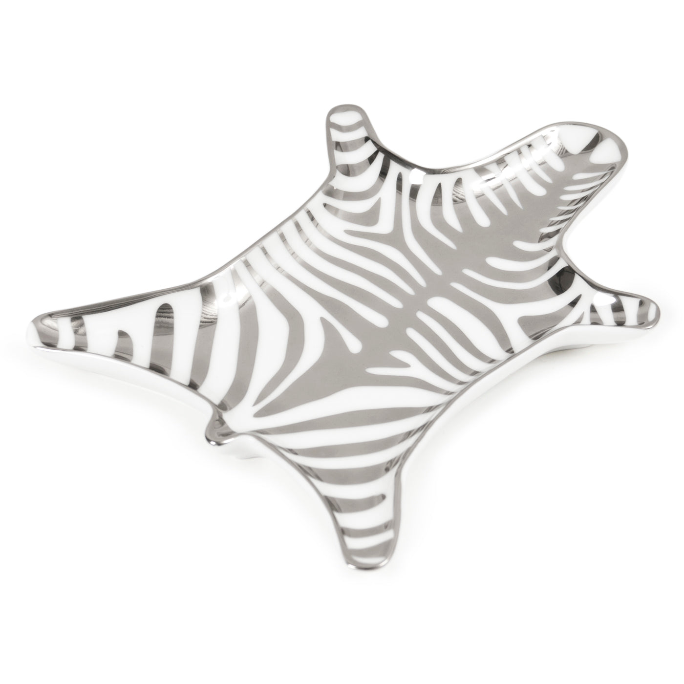zebra stacking dish porcelain white gold - top view