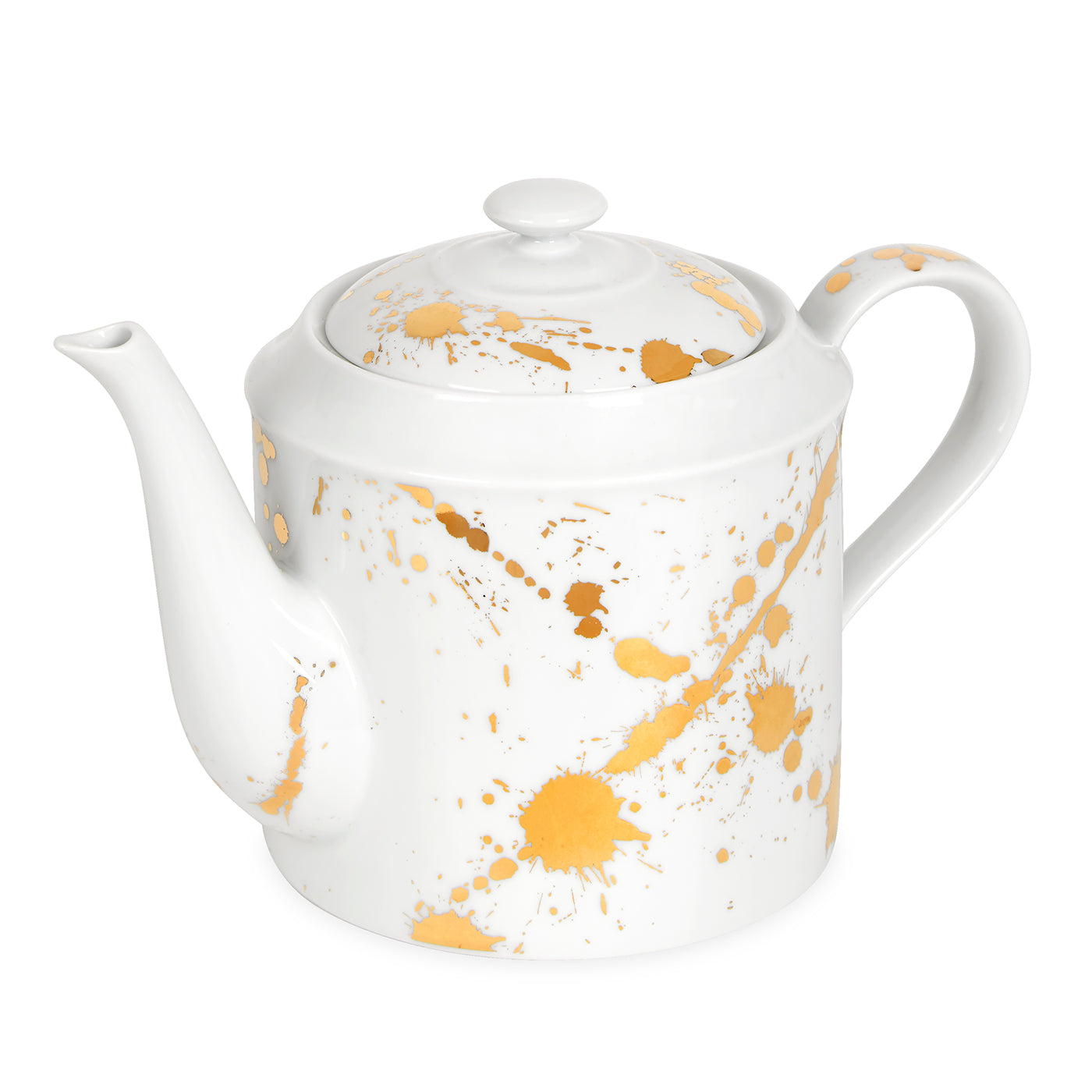 1948 tea pot porcelain white gold - angle view