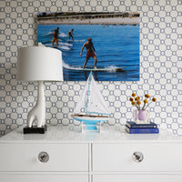 slim aarons "surfing brothers" photograph channing six-drawer dresser - styled view