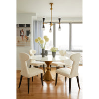 caracas six-light chandelier caracas dining table vera dining chairs - styled view