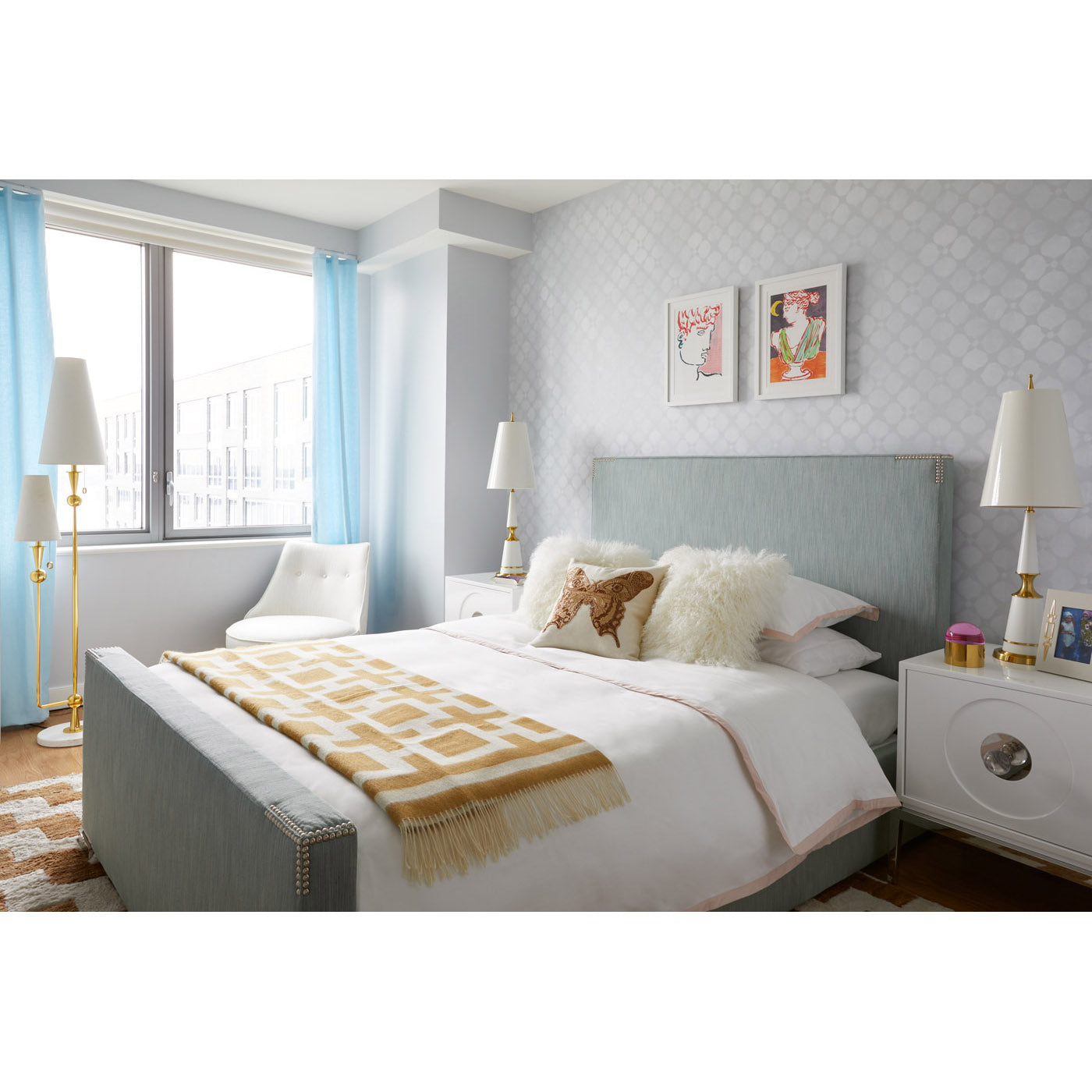 connery king bed biarritz jade nickel channing large end tables nixon baby alpaca throw bedroom - styled view