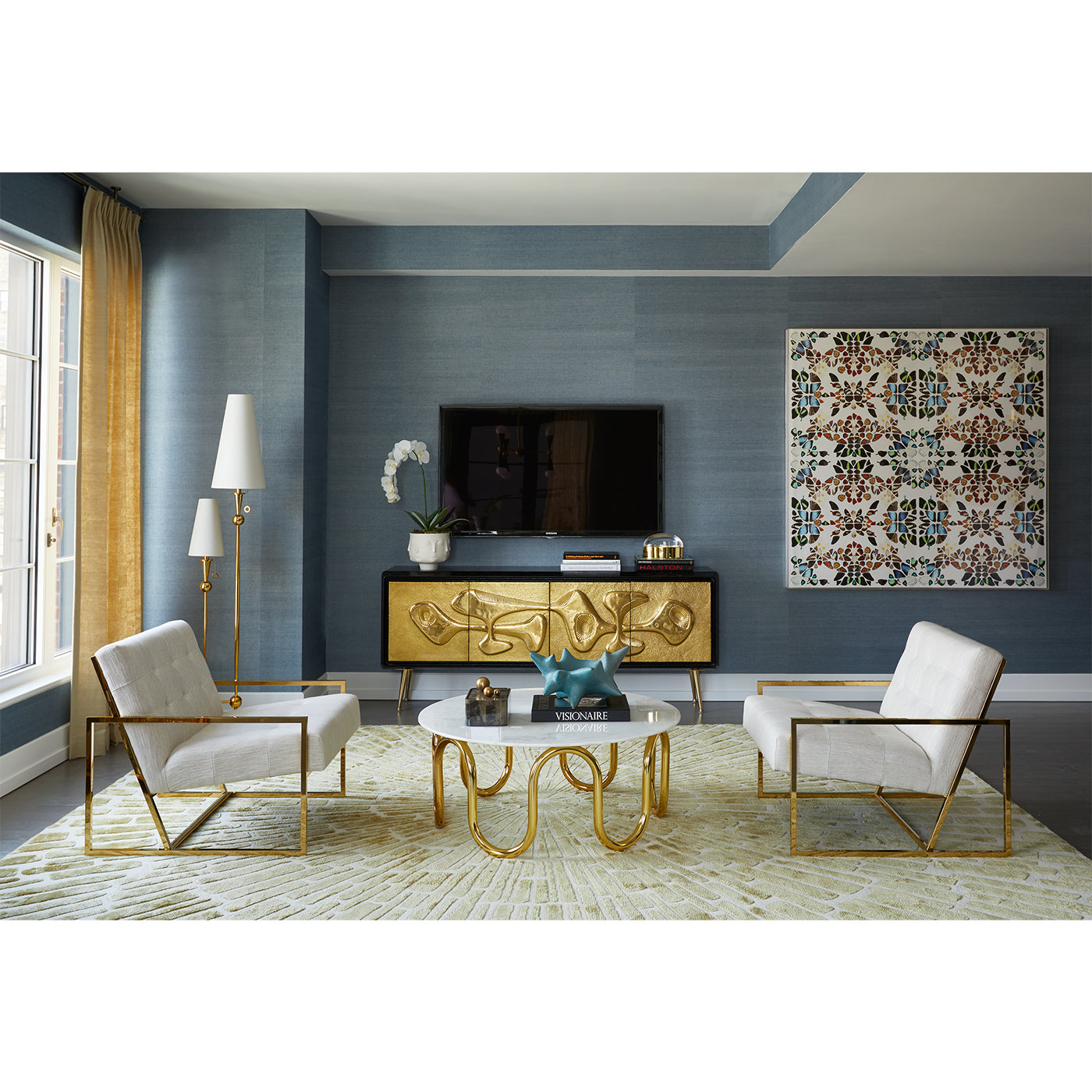 caracas floor lamp brass base marble