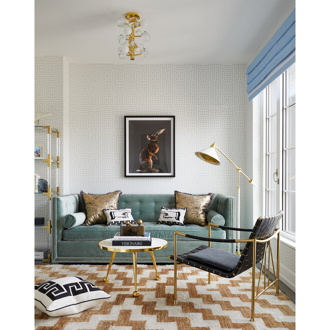 maxime task floor lamp lampert sleeper sofa - styled view
