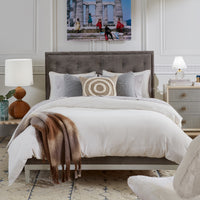 linen duvet set ivory lampert queen bed pimlico bullseye pillow - styled view