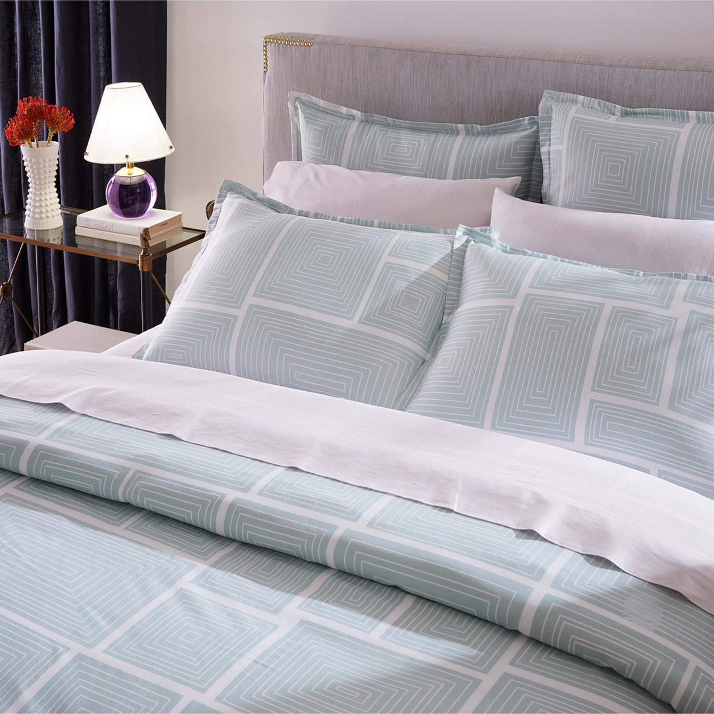 blocks duvet set connery queen bed - styled view 2