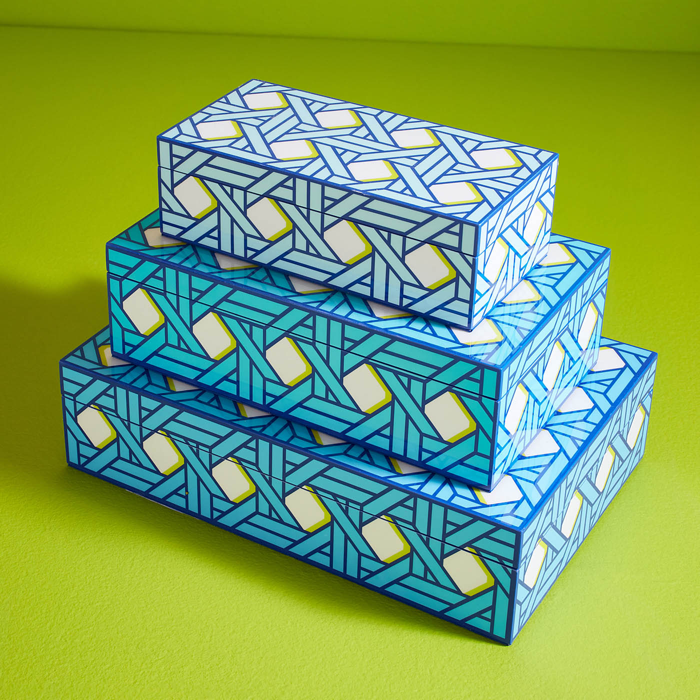 Large Basketweave Lacquer Box in Lacquer and Velvet | Jonathan Adler
