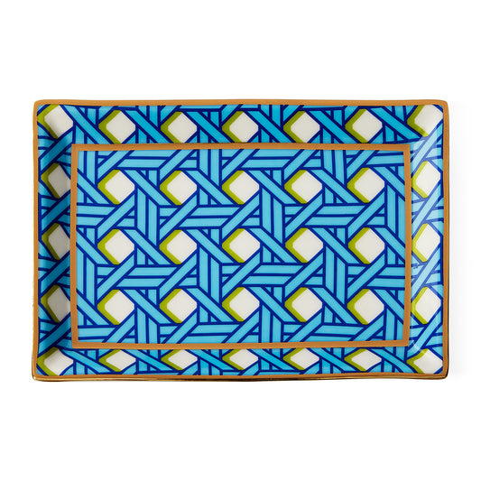 Basketweave Rectangle Tray - styled view
