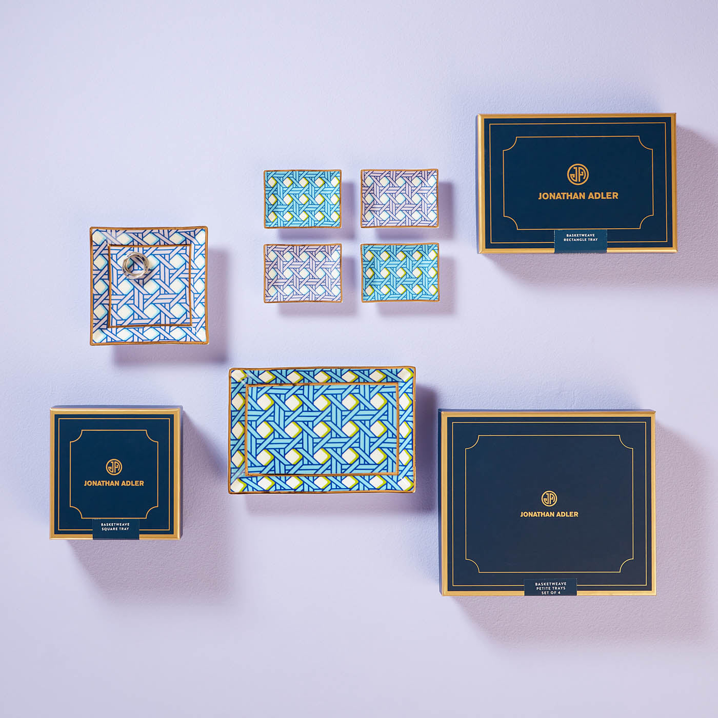 Basketweave Square Tray - styled view