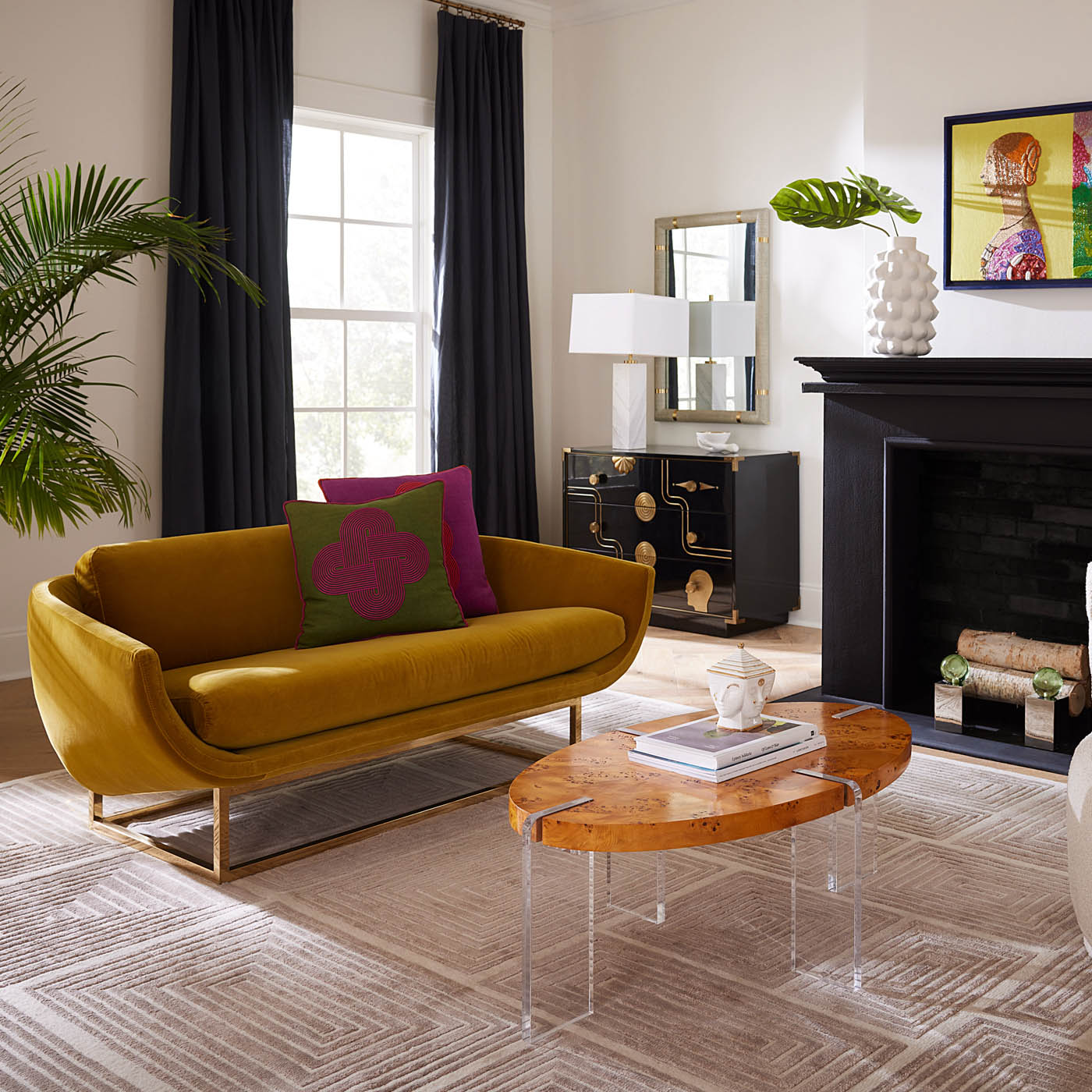 beaumont settee varese lichen velvet - side view
