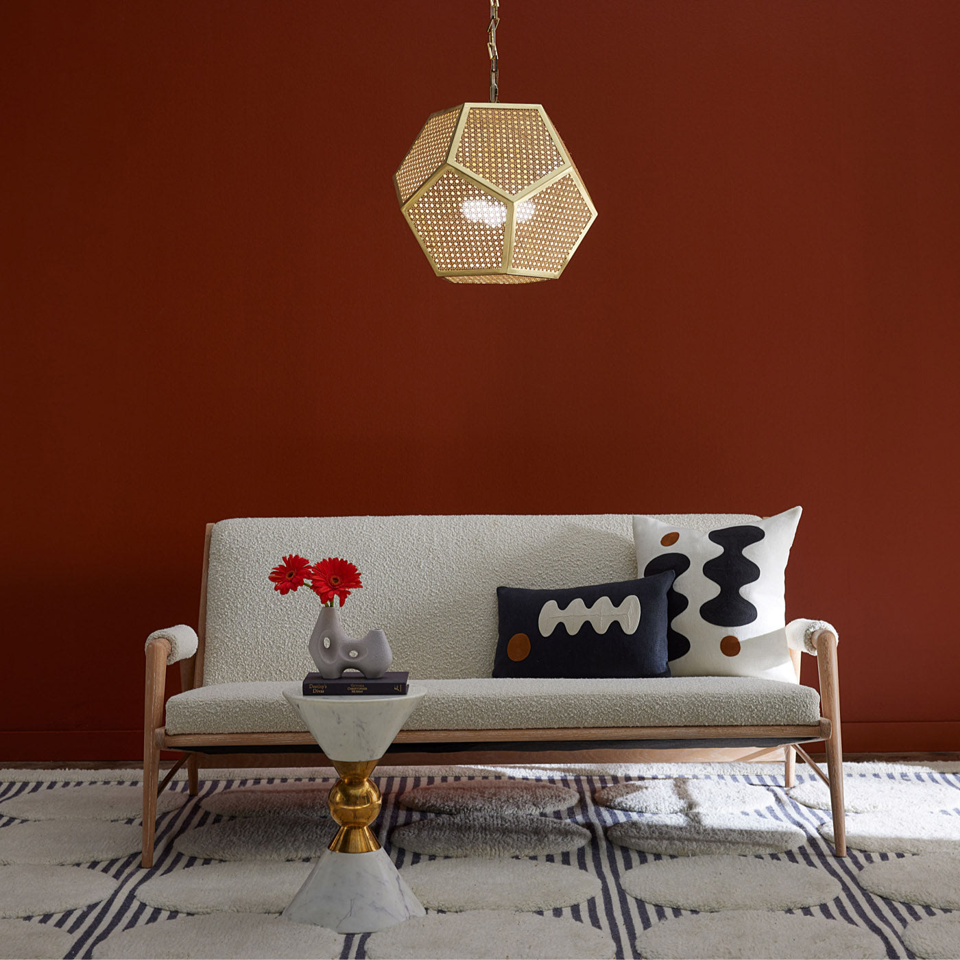 bellport pendant with big sur sofa - styled view