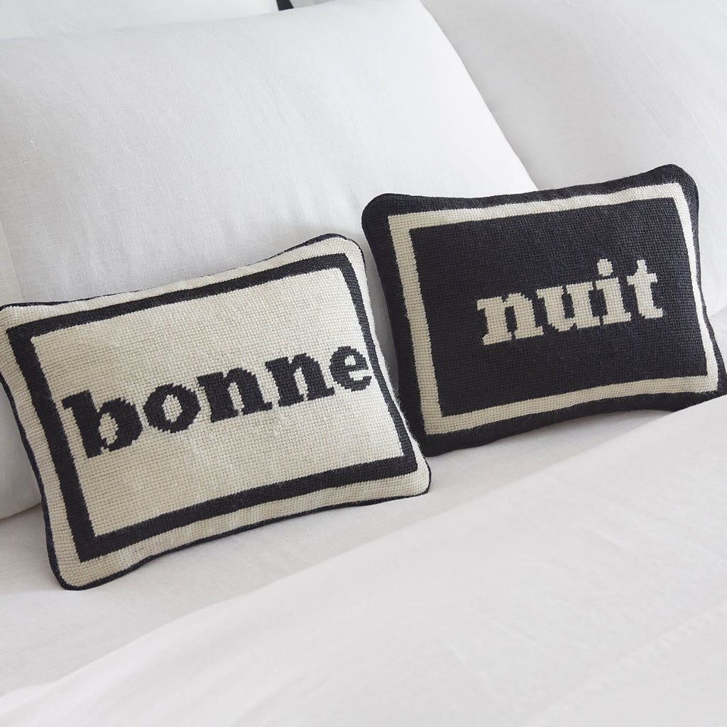 Bonne Nuit Needlepoint Pillow Set Jonathan Adler