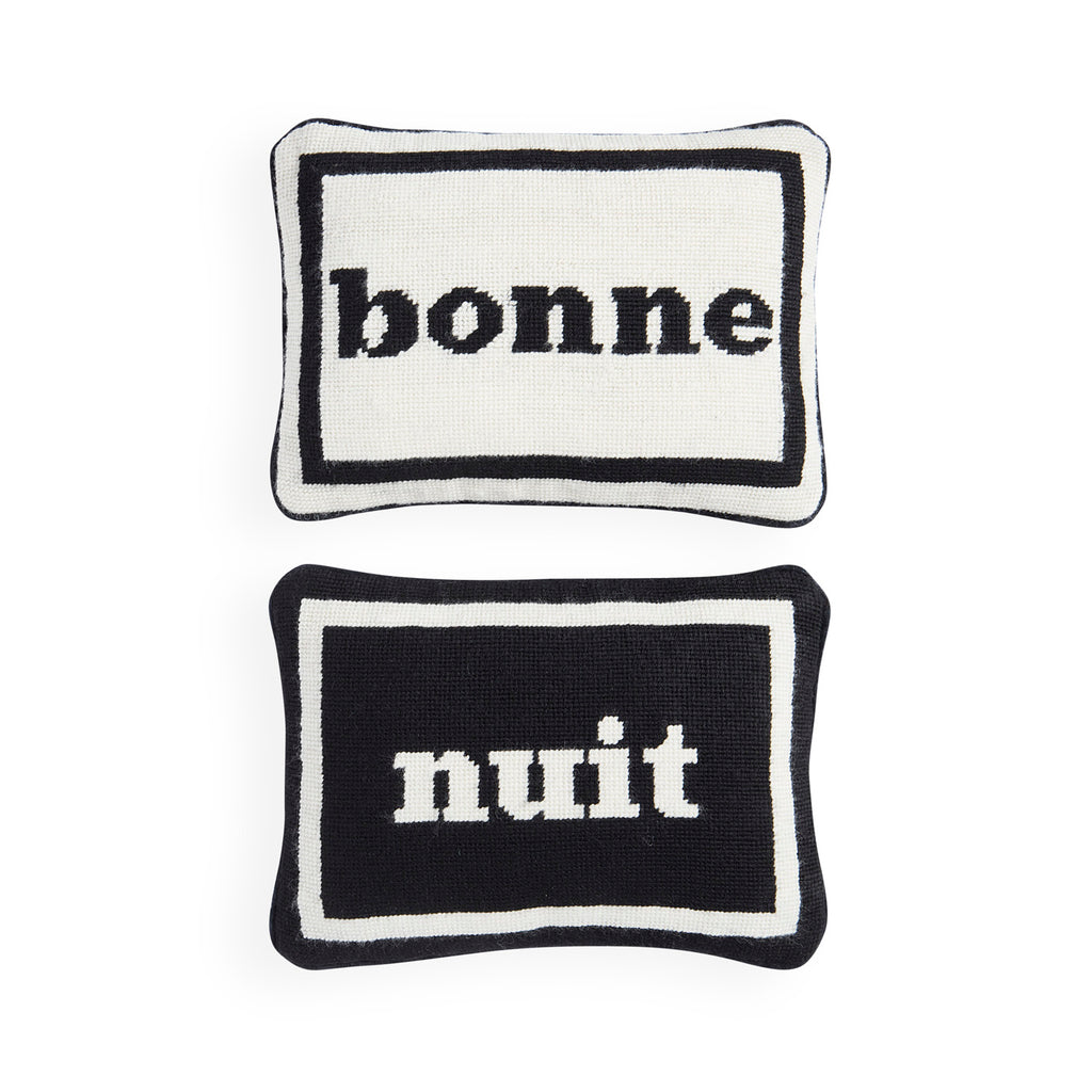 Bonne Nuit Needlepoint Pillow Set Jonathan Adler