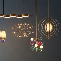 globo five-light chandelier acrylic clear brass - view 2