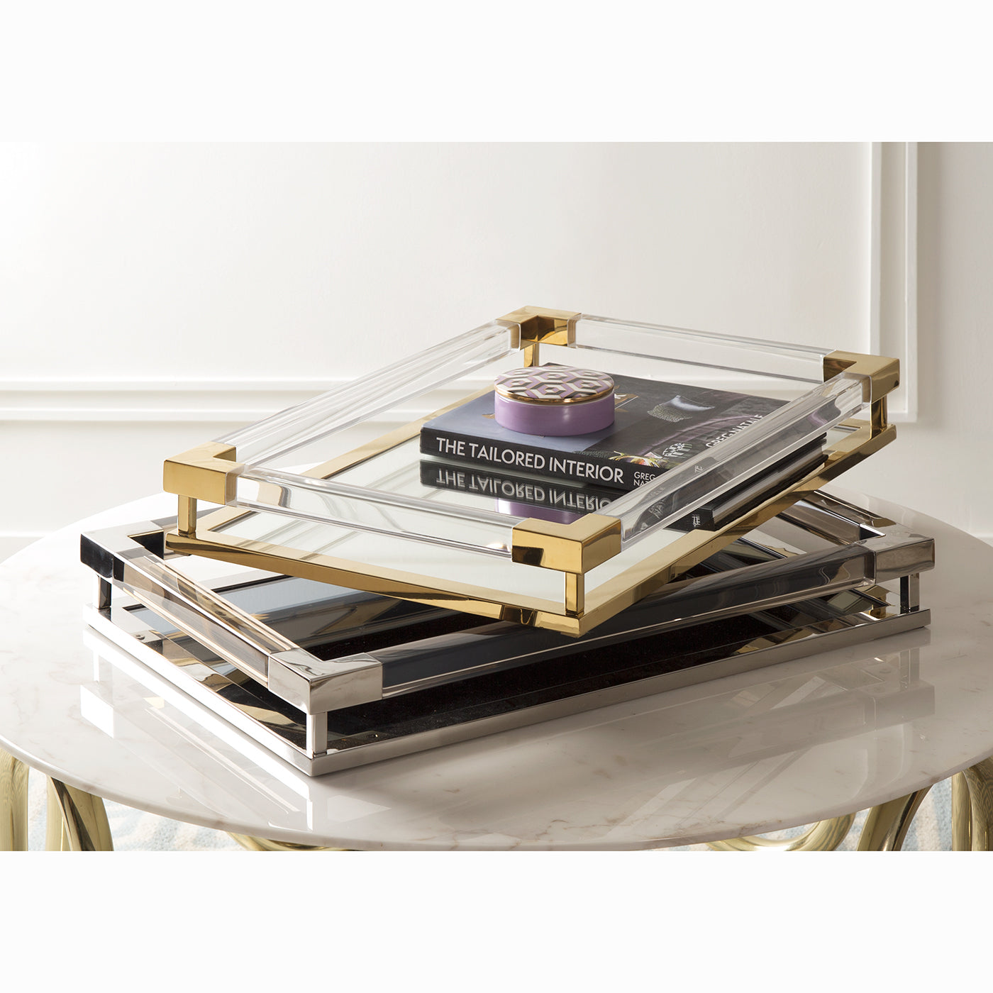 小物入れ JONATHAN ADLER JACQUES SMALL TRAY Jacques Tray in Acrylic and Brass | Jonathan Adler