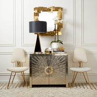 talitha cabinet nickel maxime dining chairs globo box dora maar bowl vignette - styled view