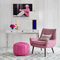 slim aarons "princess bianca" photograph channing three-drawer console mrs. godfrey chair - styled view