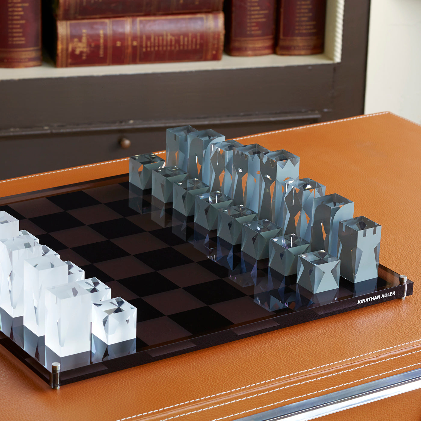 acrylic chess set - styled view