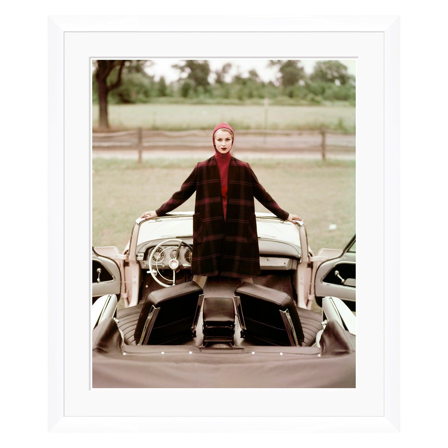 Conde Nast Collection  - Model Standing in 1959 Chrysler Convertible
