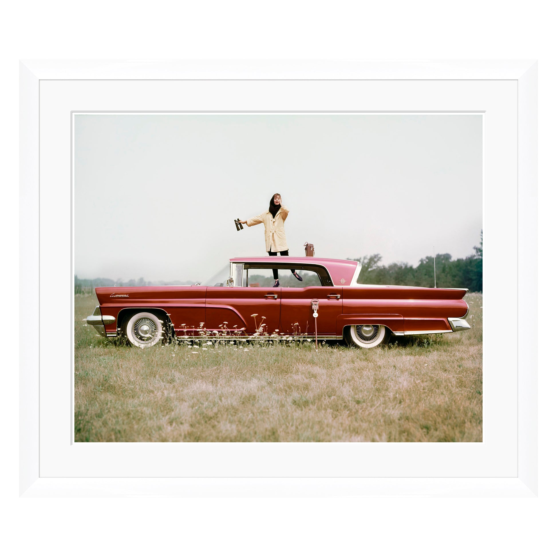 Conde Nast Collection  - Model Standing on 1958 Continental Mark IV