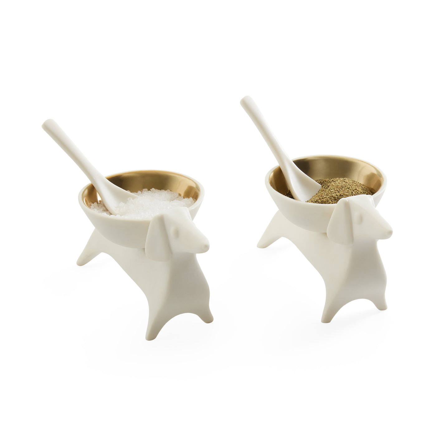 Dachshund Salt & Pepper Cellars with spoon