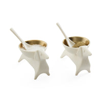 Dachshund Salt & Pepper Cellars with spoon