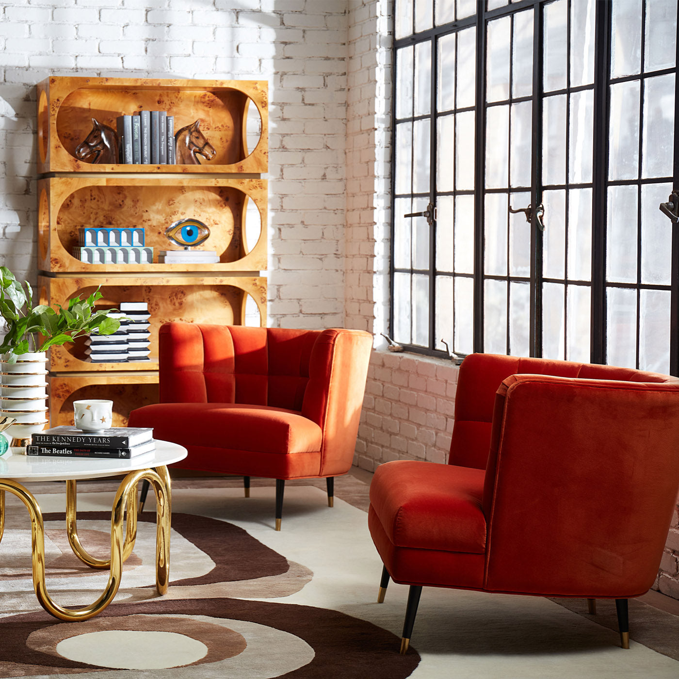 bond etagere burled wood - styled view 2